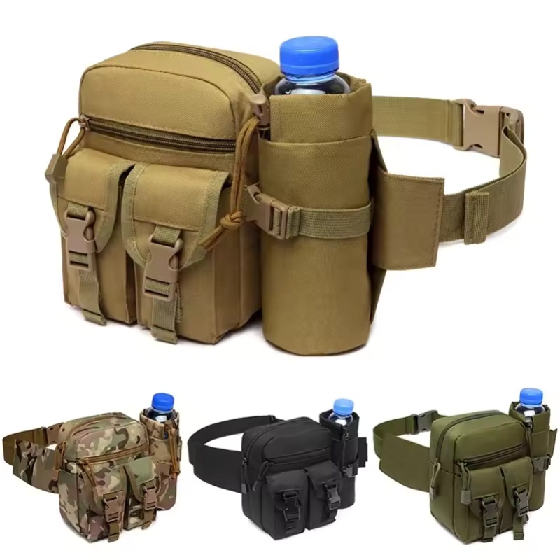 Hydration Pack Outdoor - กระเป๋าคาดเอวสำหรับผู้ชายแบบกันน้ำ กระเป๋าใส่ขวดน้ำลายพราง สำหรับล่าสัตว์ เดินป่า ปีนเขา ทำจากไนลอน
