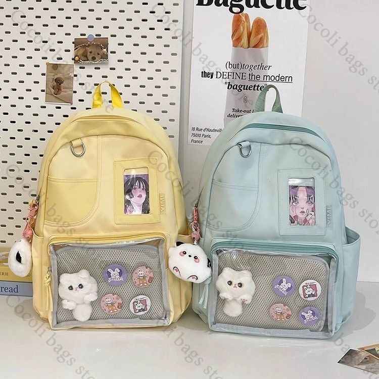Canvas Backpack Casual - กระเป๋าเป้สีพื้นสีลูกกวาด กระเป๋า Ita Bag กระเป๋าเป้ Itabag